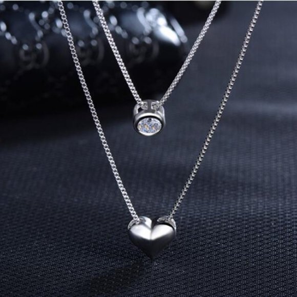 NEW 925 Sterling Silver Diamond Heart Necklace B - Picture 7 of 12